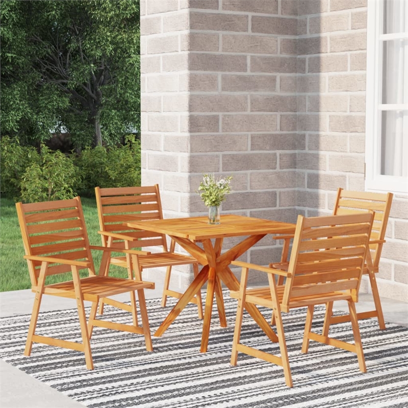 vidaXL 5PC Solid Acacia Wood Garden Dining Set in Brown