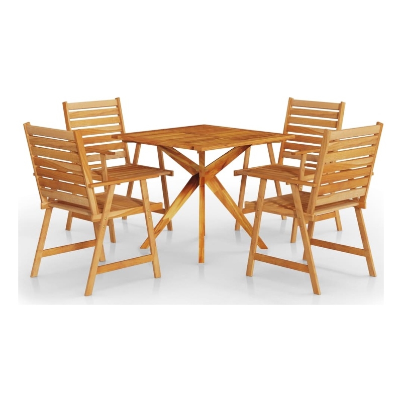 vidaXL 5PC Solid Acacia Wood Garden Dining Set in Brown