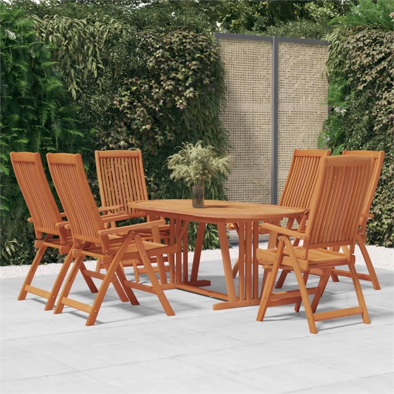 vidaXL Solid Eucalyptus Wood Extendable Garden Dining Set Reddish-Brown