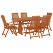 vidaXL Solid Eucalyptus Wood Extendable Garden Dining Set Reddish-Brown