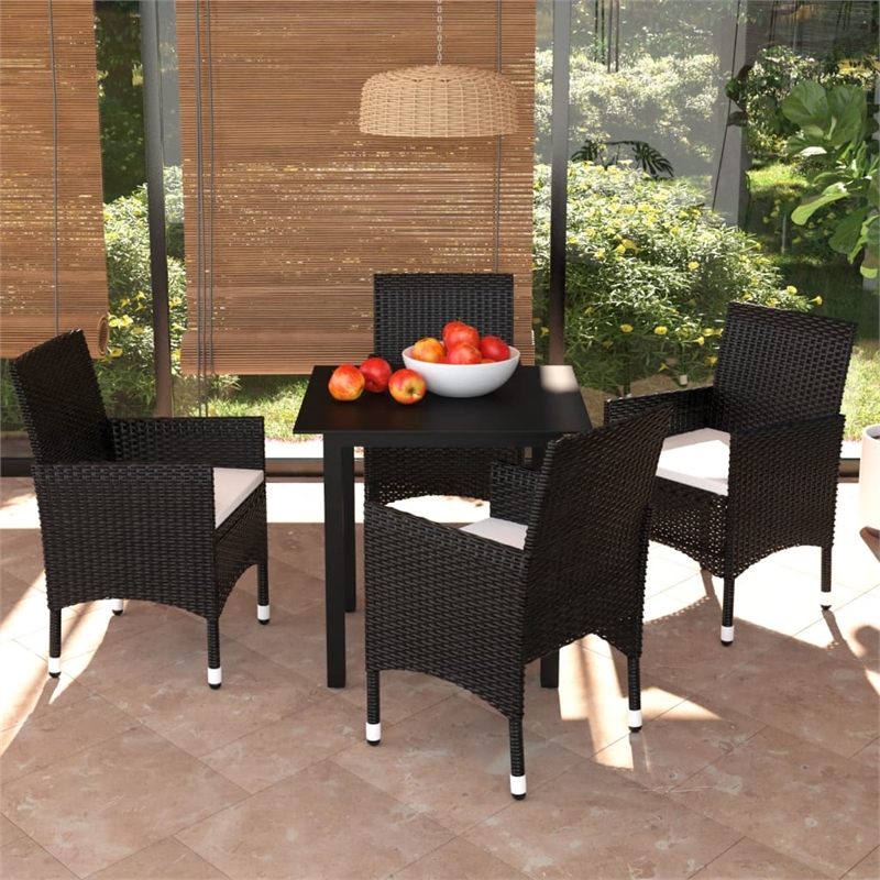 vidaXL Dining Set in Black Chairs/Cream White Cushions