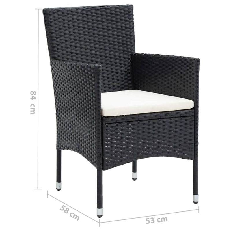 vidaXL Dining Set in Black Chairs/Cream White Cushions