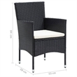 vidaXL Dining Set in Black Chairs/Cream White Cushions