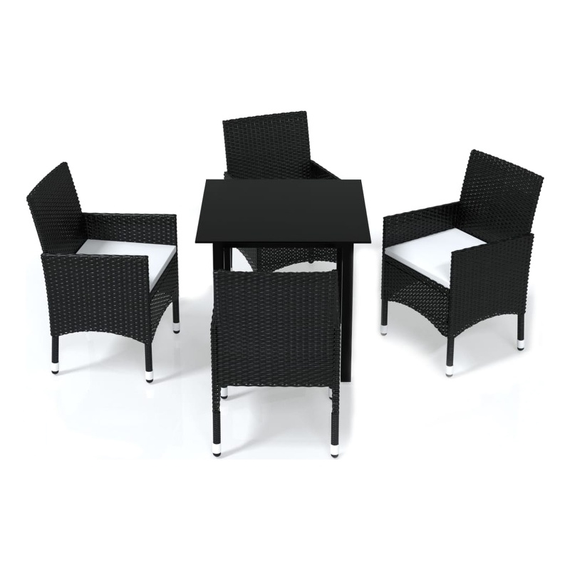 vidaXL Dining Set in Black Chairs/Cream White Cushions