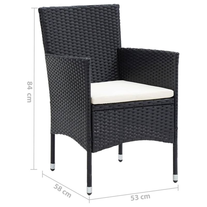 vidaXL Dining Set Chair in Black/Cushion Cream White