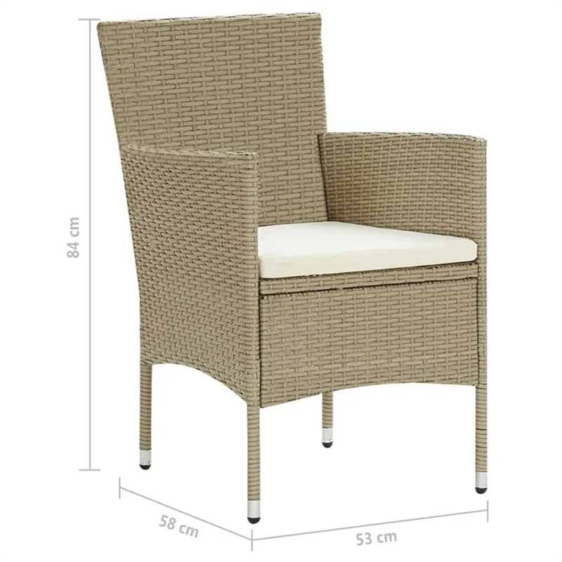 vidaXL Dining Set in Beige/Cream White/Black