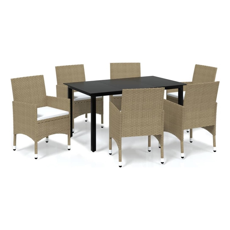 vidaXL Dining Set in Beige/Cream White/Black