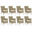 vidaXL Dining Set in Beige Chair/Cream Cushion/Black Table