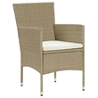 vidaXL Dining Set in Beige Chair/Cream Cushion/Black Table
