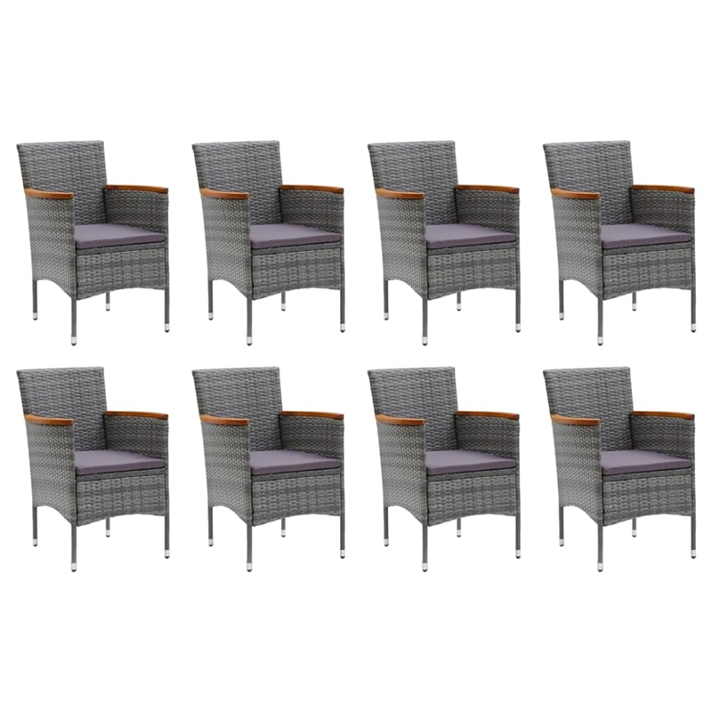 vidaXL Dining Set in Black/Gray/Dark Gray/Natural Wood
