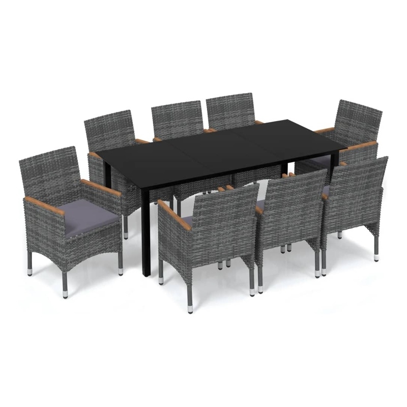 vidaXL Dining Set in Black/Gray/Dark Gray/Natural Wood