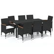 vidaXL PE Rattan & Solid Acacia Wood Dining Set in Black