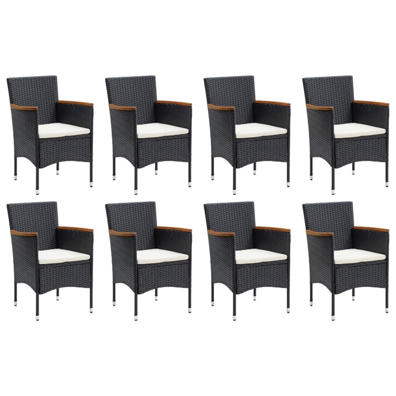 vidaXL PE Rattan & Solid Acacia Wood Dining Set in Black