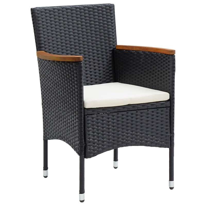 vidaXL PE Rattan & Solid Acacia Wood Dining Set in Black