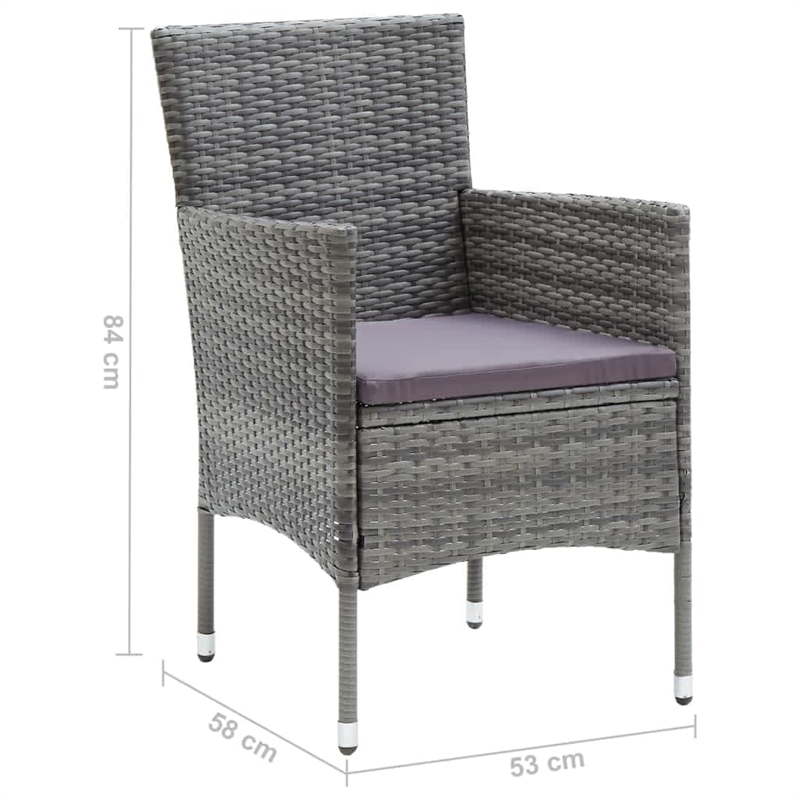 vidaXL PE Rattan & Steel Dining Set in Gray/Black/Dark Gray
