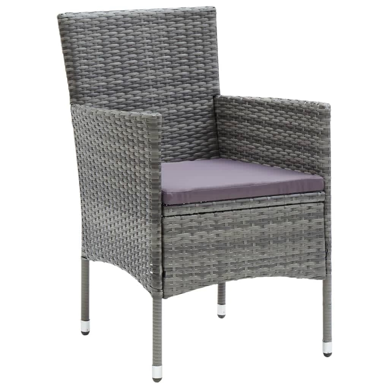 vidaXL PE Rattan & Steel Dining Set in Gray/Black/Dark Gray