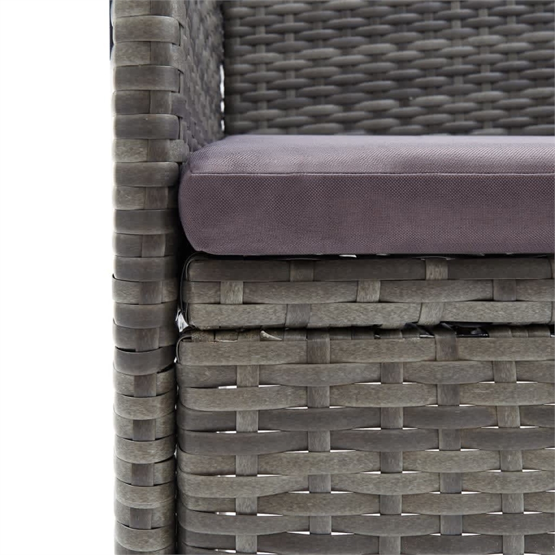 vidaXL PE Rattan & Steel Dining Set in Gray/Black/Dark Gray