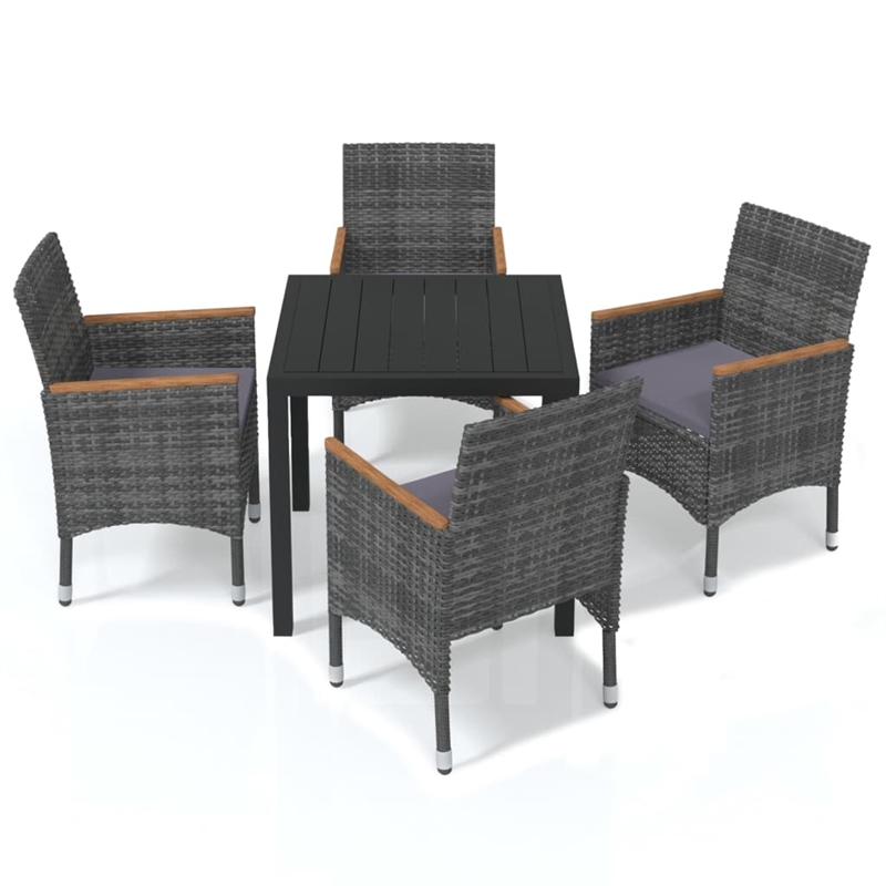 vidaXL Dining Set in Gray/Dark Gray/Black/Natural Wood