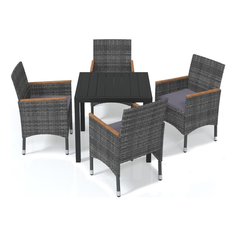 vidaXL Dining Set in Gray/Dark Gray/Black/Natural Wood