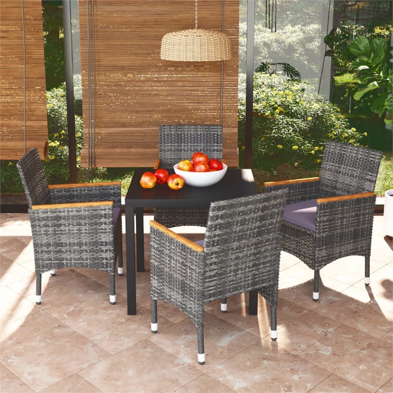 vidaXL Dining Set in Gray/Dark Gray/Black/Natural Wood