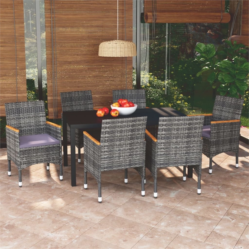 vidaXL Dining Set in Gray/Black/Dark Gray