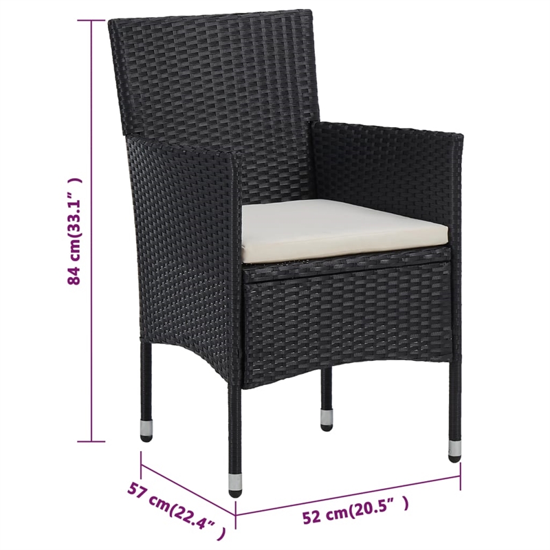 vidaXL Garden Dining Set in Black/Cream White