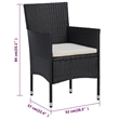 vidaXL Garden Dining Set in Black/Cream White