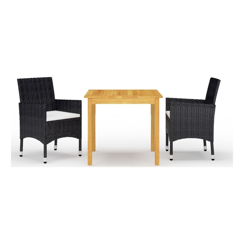 vidaXL Garden Dining Set in Black/Cream White