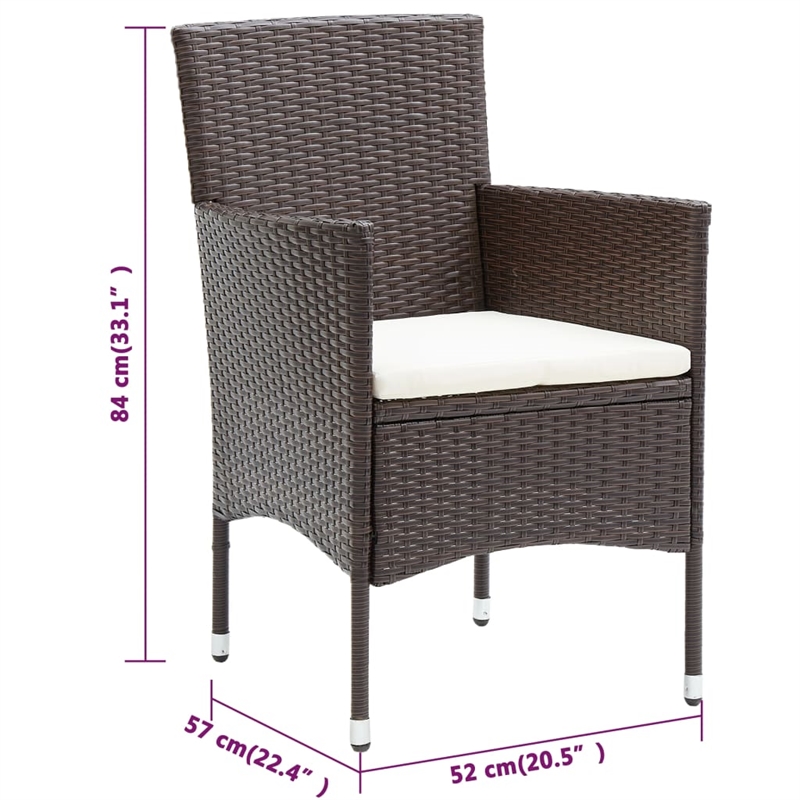 vidaXL Garden Dining Set in Brown/Cream White