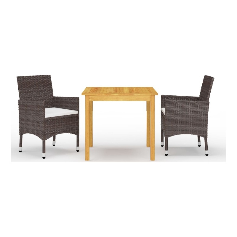 vidaXL Garden Dining Set in Brown/Cream White