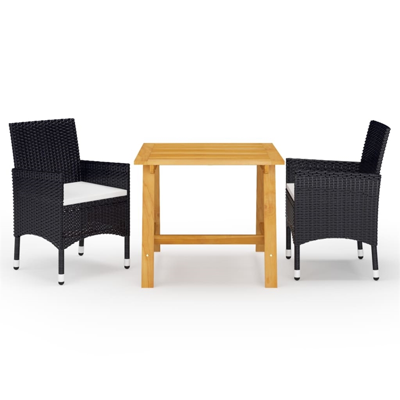 vidaXL Garden Dining Set in Black/Cream White