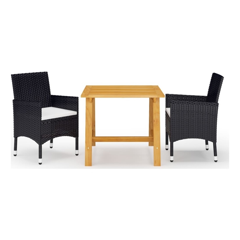 vidaXL Garden Dining Set in Black/Cream White