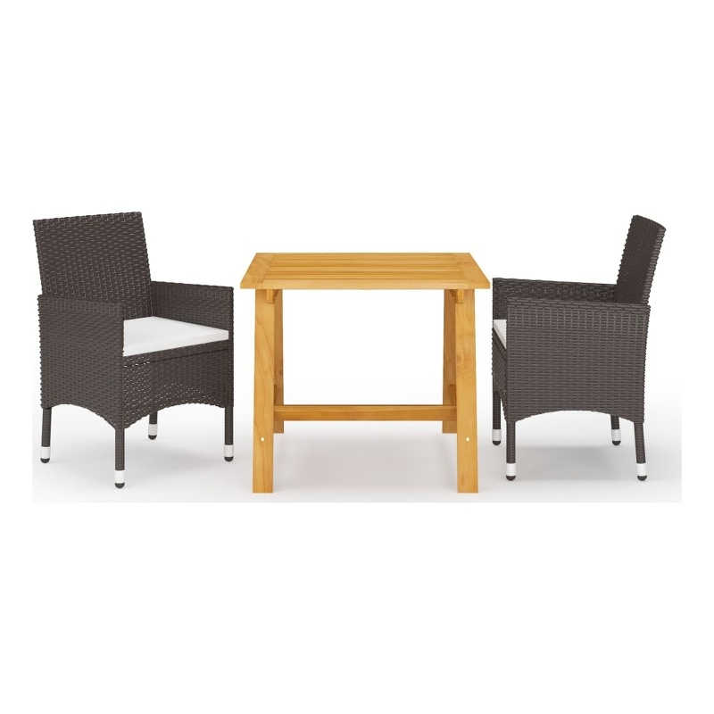 vidaXL Garden Dining Set in Brown/Cream White