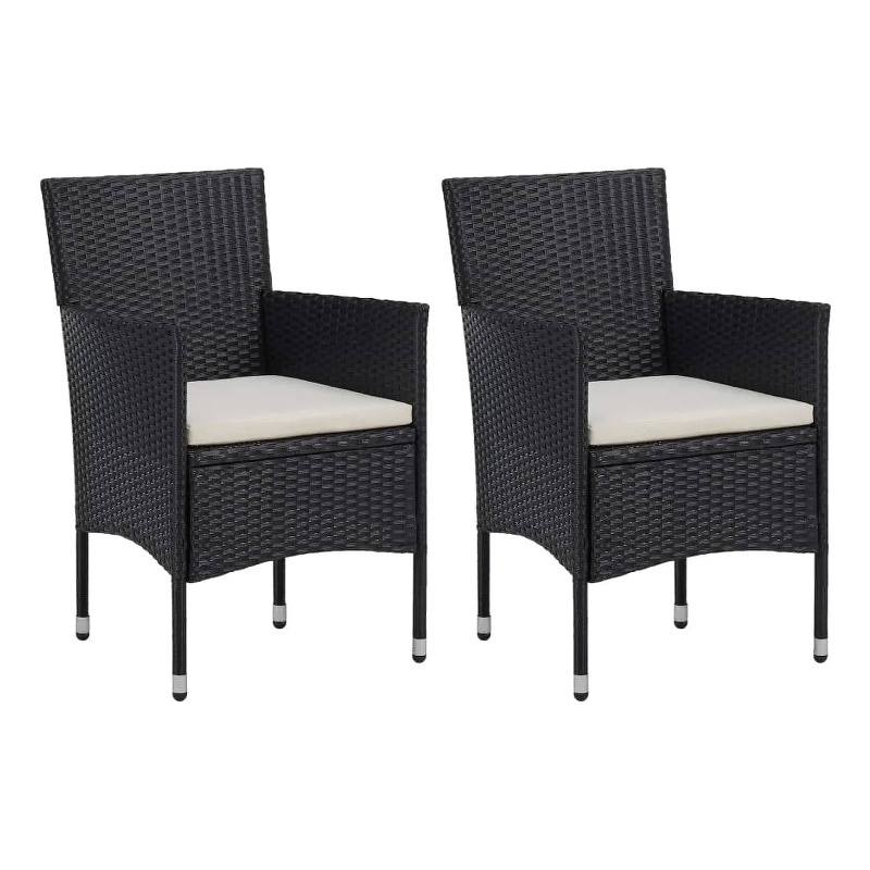 vidaXL Garden Dining Set in Black/Cream White