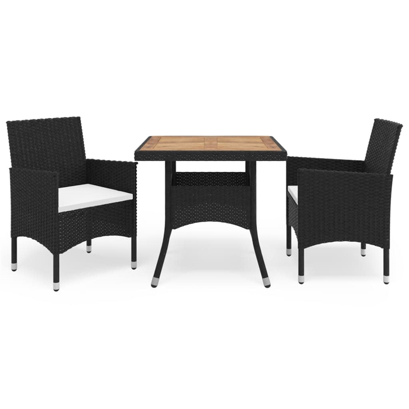 vidaXL Garden Dining Set in Black/Cream White