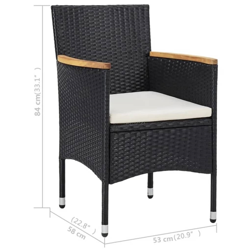 vidaXL Garden Dining Set in Black/Cream White