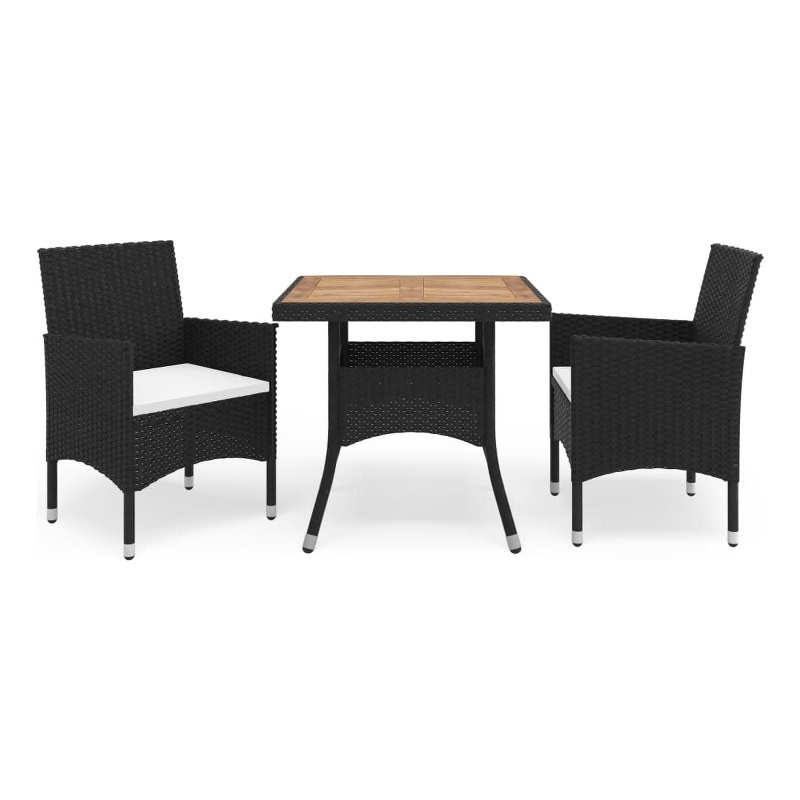 vidaXL Garden Dining Set in Black/Cream White