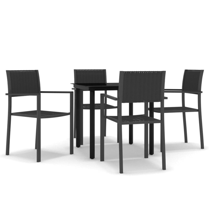 vidaXL Powder-Coated Steel Garden Dining Set in Black