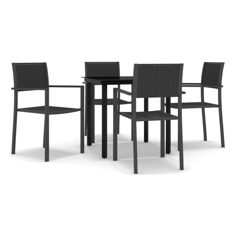 vidaXL Powder-Coated Steel Garden Dining Set in Black
