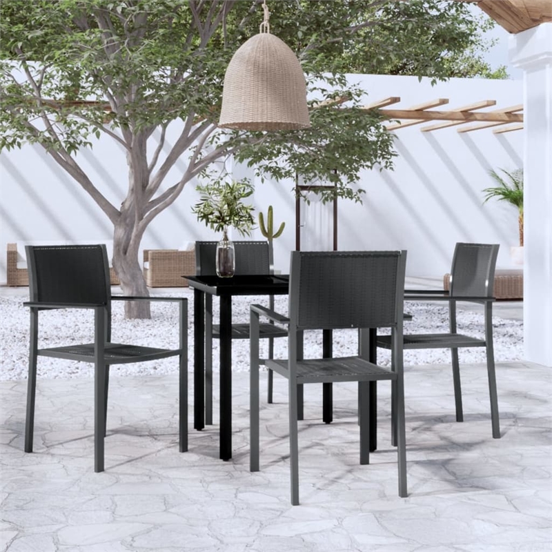 vidaXL Powder-Coated Steel Garden Dining Set in Black