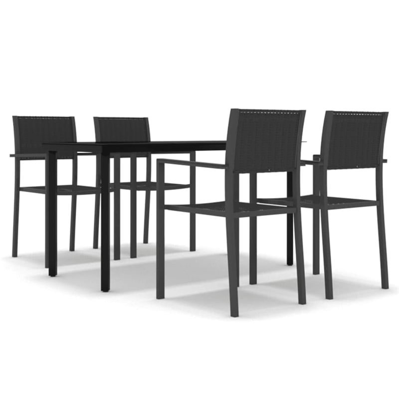 vidaXL Powder-Coated Steel Garden Dining Set in Black