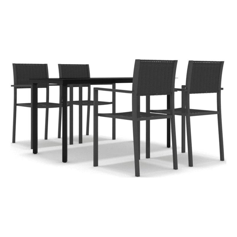 vidaXL Powder-Coated Steel Garden Dining Set in Black