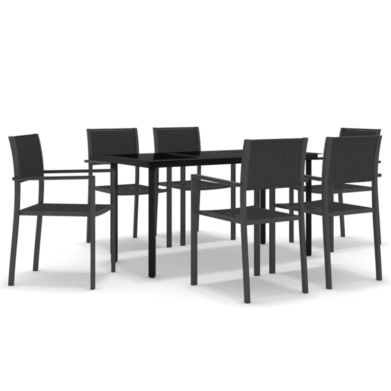 vidaXL Powder-Coated Steel Garden Dining Set in Black