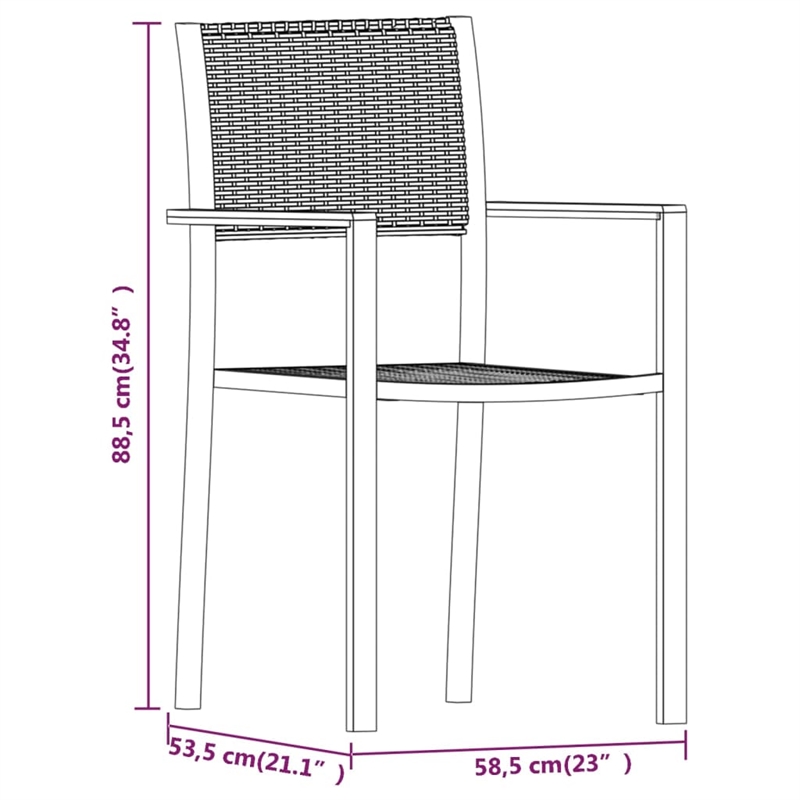 vidaXL Powder-Coated Steel Garden Dining Set in Black