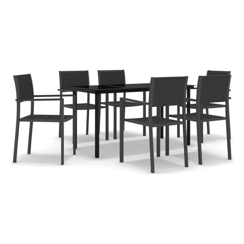 vidaXL Powder-Coated Steel Garden Dining Set in Black