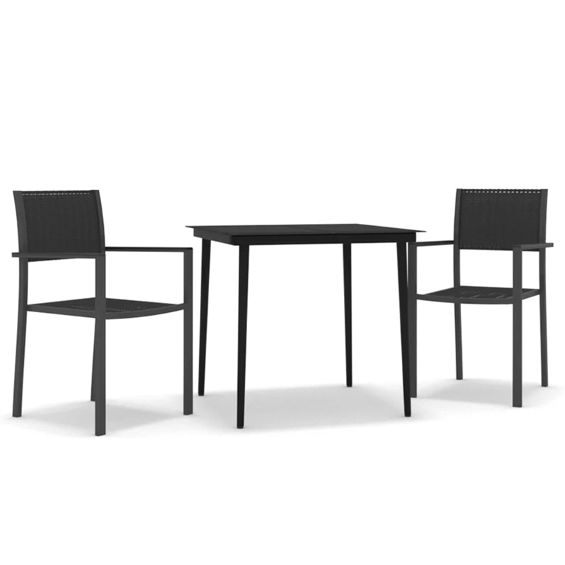vidaXL Powder-Coated Steel Garden Dining Set in Black