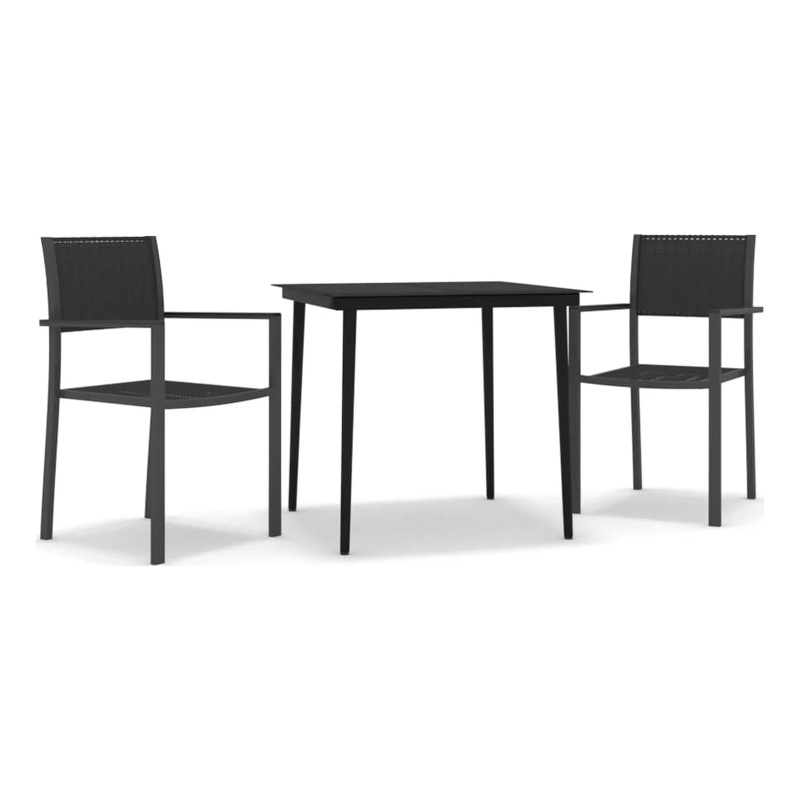 vidaXL Powder-Coated Steel Garden Dining Set in Black