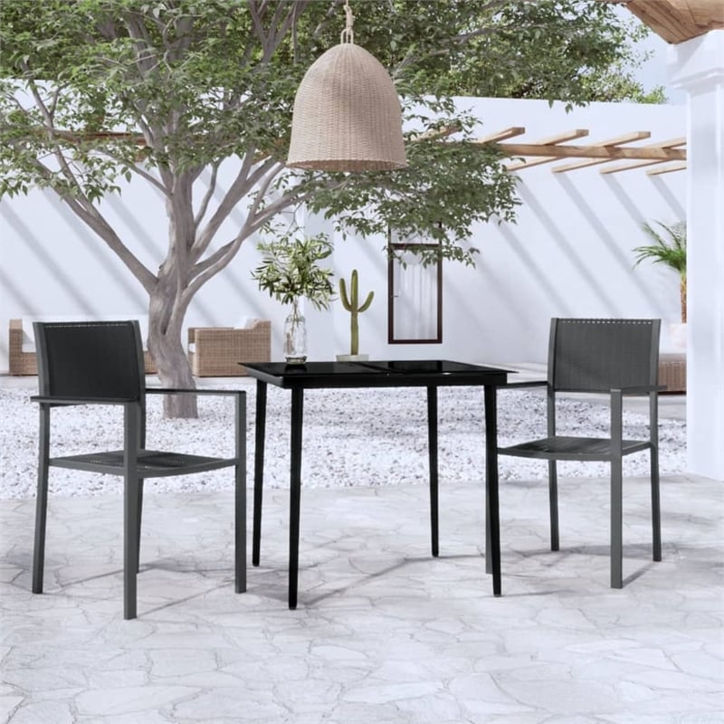 vidaXL Powder-Coated Steel Garden Dining Set in Black
