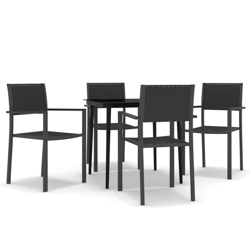 vidaXL 5PC Powder-Coated Steel Garden Dining Set in Black