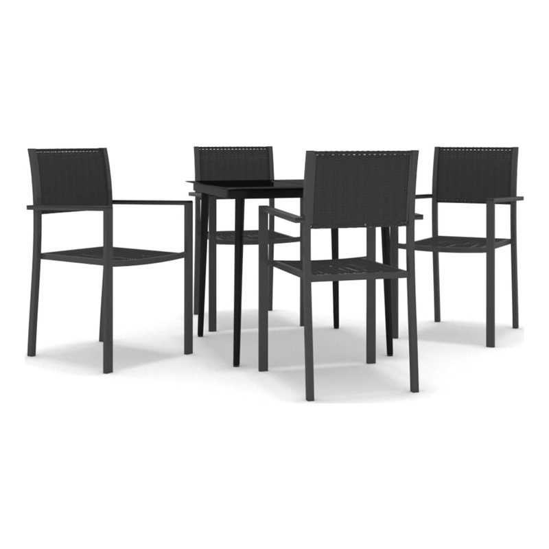 vidaXL 5PC Powder-Coated Steel Garden Dining Set in Black